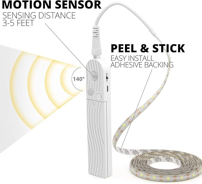 Sleep Mode Underbed Light - Night Light Amber Glow No Blue Light Battery Powered Peel and Stick Install