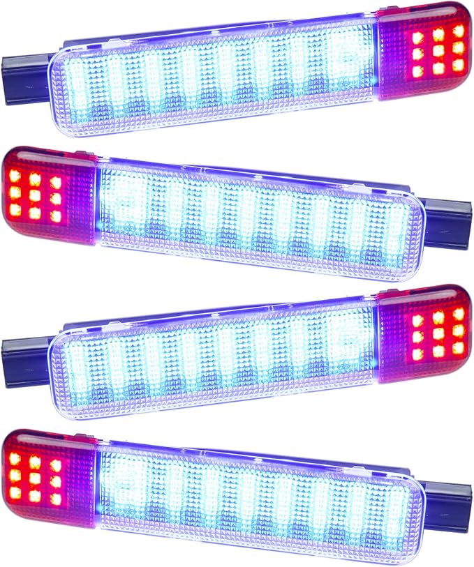 LED Side Door Panel Courtesy Lights Fit for Chevy Sierra GMC C/K | Fit for Yukon Silverado 1500 2500 3500 Avalanche,Suburban,Hum-mer H2 Car Interior Panel Lighting,Blue&Red Step Light Assembly
