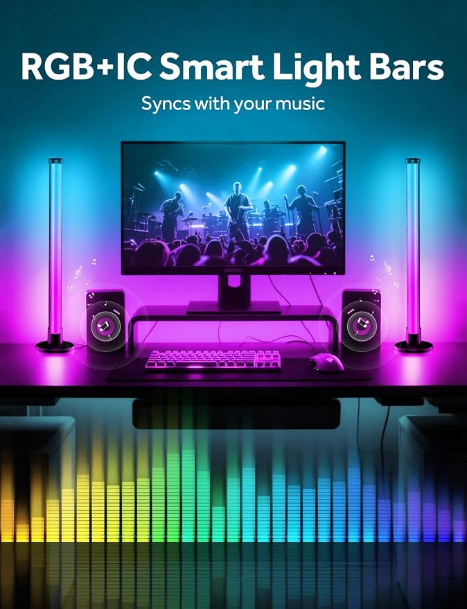 Smart LED Light Bars, Gaming Lights RGB Light Bar for Room, 16 Million Colors TV Backlights, Music Sync, App & Remote Control Ambient Lighting for PC, Room Decorative Mood Lights