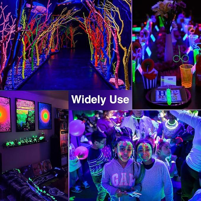 Onforu 4 Pack 38W LED Black Lights, Blacklight Flood Light with Plug, IP66 Waterproof, for Halloween Party, Glow in The Dark, Stage Lighting, Aquarium, Body Paint, Fluorescent Poster, Neon Glow,Black