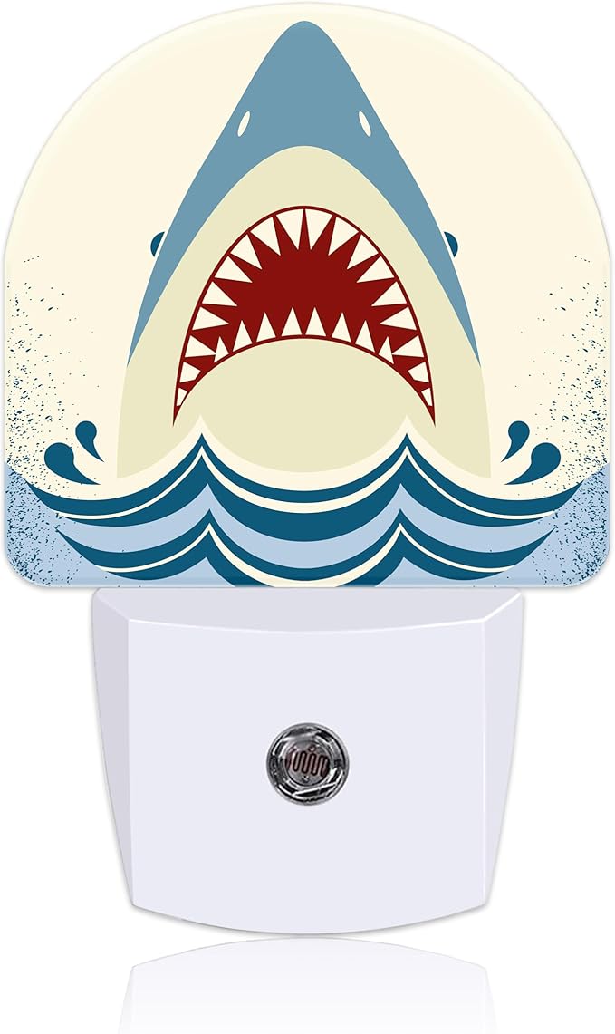 Cartoon Shark Teeth Night Light for Kids, LED Night Light Plug into Wall with Dusk to Dawn Sensor for Girls Boys Women Men Room Decor, Hallway, Kitchen, Bathroom, Nursery, Stairs