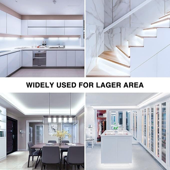 Onforu LED Strip Lighting Bright White, 65.6ft 6000K Dimmable Daylight White Tape Light, Flexible 12V Adhesive Ribbon Easter Rope Light, for Kitchen, Under Cabinet, Bedroom (Pack of 2)