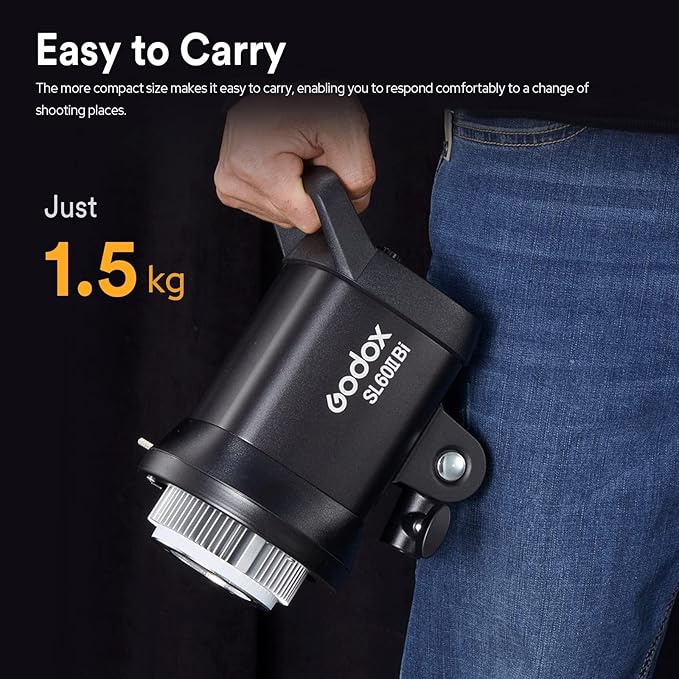 Godox SL60IIBi Bi-Color LED Video Light 75W, 2800K-6500K, CRI96+ TLCI97+, 25100Lux@1m, Bowens Mount LED Continuous Output Light w/11 FX Effects, APP/2.4G Wireless Control, Dimmiable Brightness