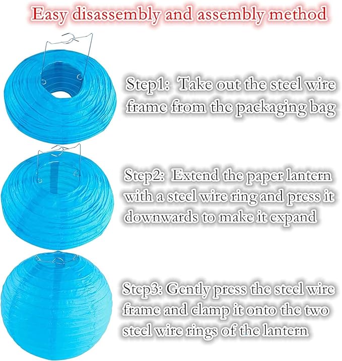 Blue Paper Lanterns 12Pcs Hanging Round Paper Lanterns Decorative for Graduation Baby Shower Wedding Birthday Family Parties ﻿