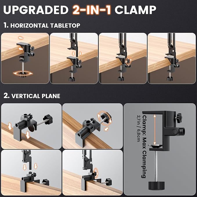 10X Rectangle Magnifying Lamp, Large Magnifying Light with 5 Color Modes | Magnifying Glass with light and Clamp, Hands Free, for Close Work, Crafts, Jeweller Repair, Painting, Hobbies
