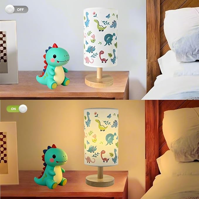 Dinosaur Kids Table Lamp for Bedroom Cute Desk Lamp for Girls Boys Room | 3 Color Modes Led Nightstand Night Light with Dino Cartoon Bedside Lamp for Kids Room,Nursery Decor,Dinosaur Gifts for Boys