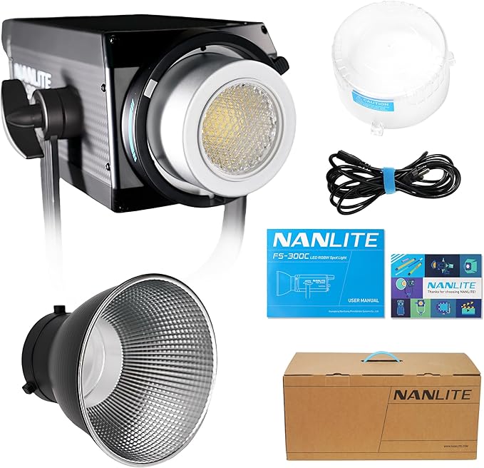 NANLITE FS-300C 300w RGB Studio Spotlight, 2700K-7500K, APP Control,Led Video Light Bowens Mount for Photography, Videography,Live Streamer,Content Creation