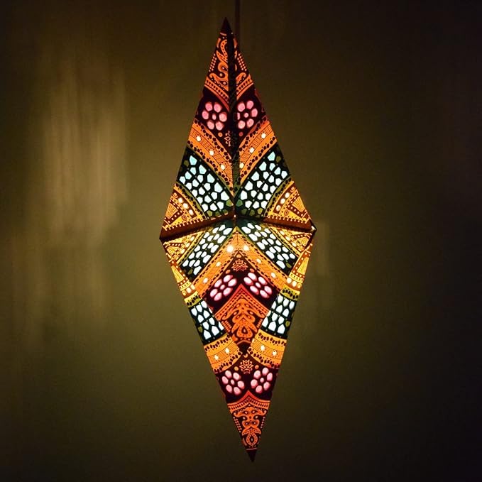 Honeycomb Yellow Paper Star Lantern with 12 Foot Power Cord Included
