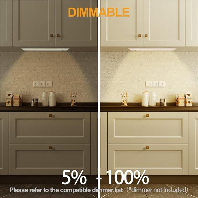 4Packs of Under Cabinet Lighting Hardwired, 30IN 20W 1150LM, Dimmable Led Light for Kitchen/Bar/Closet, CRI>92, R9>90, 5 Color Temperature, 2700K-5000K(Warm White, Cool White, Daylight)