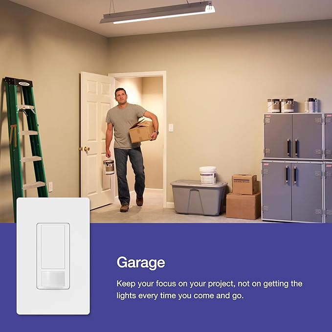 Lutron Maestro Motion Sensor Light Switch Indoor for Bathroom, Garage, Laundry Room, Any Bulbs, Occupancy Vacancy Sensor, Single-Pole, MS-OPS2-TP, Taupe