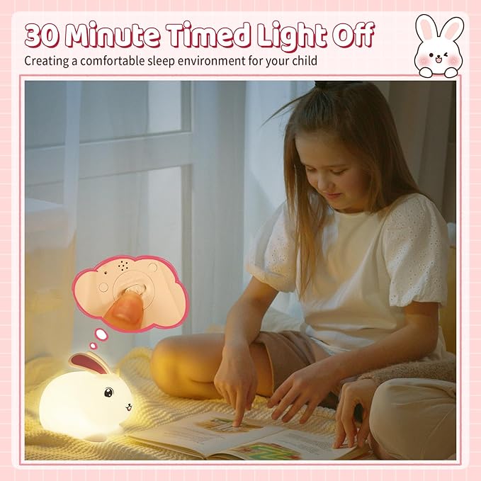 Baby Night Light 7-Color: Soft Silicone Nursery Light for Kids Room Decor with Portable Rechargeable Cute NightLamp Animal Lights - Gifts for Children Toddler
