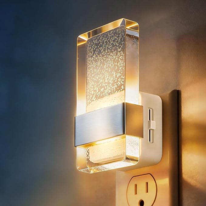 LED Night Lights Plug into Wall, 0-100LM Dimmable Nightlight | Bubble Decorative Night Light, Dusk to Dawn Sensor, Wall Sconce-Style Design Nightlights for Bathroom, Hallway, Gift
