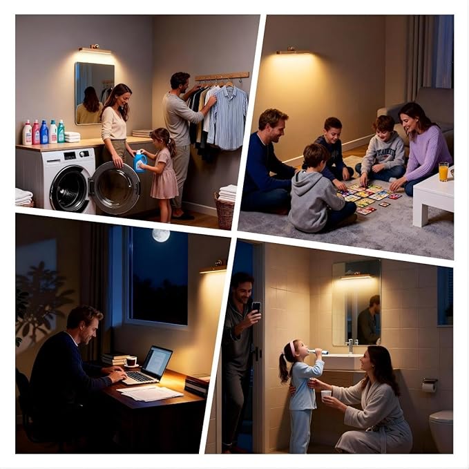 Touch Control Vanity Lights for Mirror, Adjustable Brightness & Angle Makeup Lights, 3 Level Dimmable Pictures Light for Living Room Bedroom Bathroom 2PCS