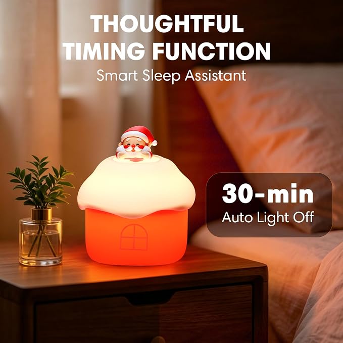 Dylviw Snow Hut Silicone Night Light, Kids Bedside Lamp with 7 Fun Sound Effects, Touch Dimming, 30-Min Auto-Off Timer, Volume Control, 1000mAh Battery, Toddler Bedroom Essential, Birthday Surprise