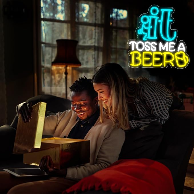 Beer Neon Sign for Wall Decor Beer Led Neon Bar Light for Man Cave | Dimmable LED Neon,Drinker Birthday Beer Gifts,Led 5V USB Powered,Bar,Pub,Bistro,Party Decor,Business Wall Art,13.3*14.1in