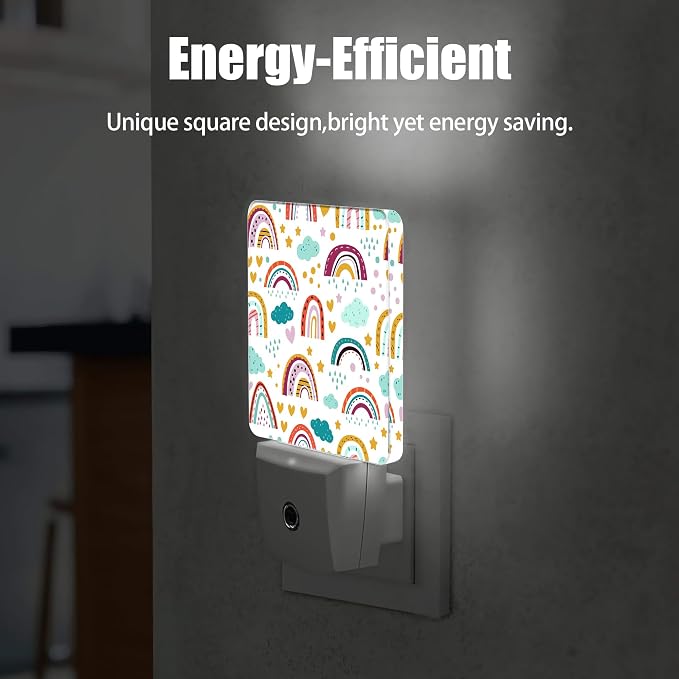 Rainbow Night Light, Star Cloud Plug into Wall with Dusk to Dawn Light Sensors, Warm Nightlights for Bedroom, Bathroom, Hallway, Kitchen, Gifts Ideal for Boys Girls Women Men