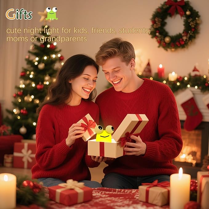 Frog Night Light, Kids Squishy Cute Lamp, Big Eyes Frog Gifts, Rechargeable Dimmable Bedside Nightlight, Silicone LED Funny Light Up Animal, Boy Girls Baby Nursery College Dorm Décor
