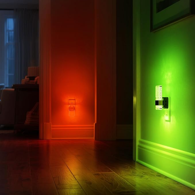 LED Night Lights Plug into Wall, 3 Level Dimmable Night Light | Rotatable Bubble Decorative Nightlight, Dusk to Dawn Sensor, Wall Sconce-Style Design Nightlights for Bathroom, Hallway, RGB