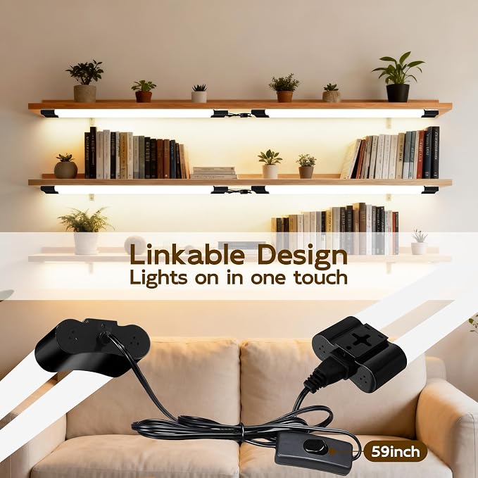 hykolity 2FT LED Shop Lights,22W (200W Equivalent) 2400LM,6 Pack | 5000K Daylight White, Linkable Garage Light for Ceiling, Workshop, Basement, Hanging or Surface Mount with Plug,Black - ETL