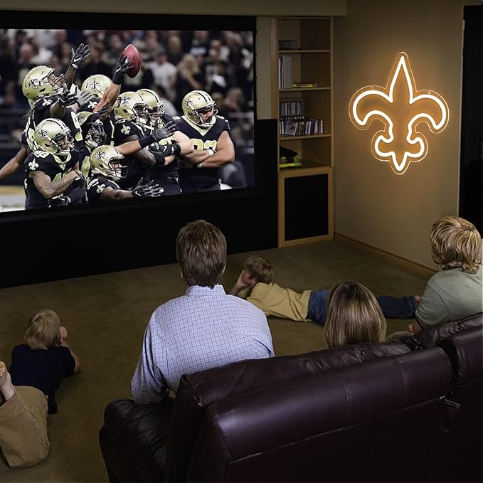 WonderfulLife Saints Neon Sign for Home Bar Pub Party Decor,Football Team Logo Led Neon Lights for Man Cave,Easy Hanging on the Office Wall or Game Room.5V USB Power supply.