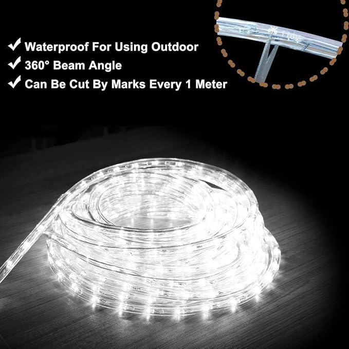 150ft LED Rope Lights Outdoor Waterproof, LED Strip Lights for Indoor Outdoor Rope Lighting Garden,Patio,Bedroom,Party,Pool,Indoor Outdoor Xmas Decoration(Cold White)