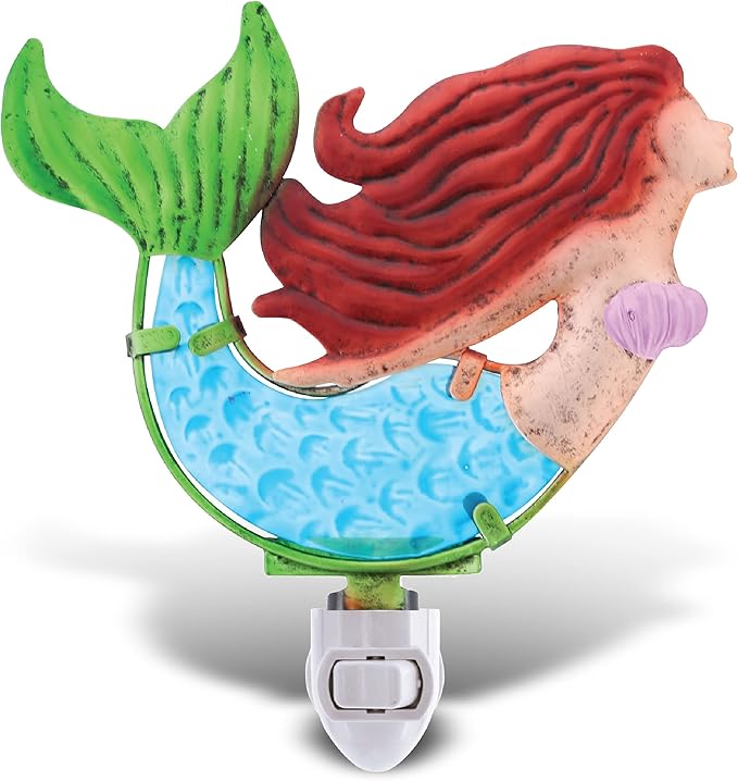 CoTa Global Night Light, Plug in Energy Efficient Decorative Socket Lamp Manual On & Off Portable Lights for Stairway, Bedroom & Bathroom Accessory - Mermaid