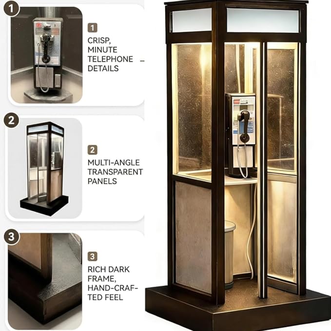 Vintage Phone Booth Ambient Lamp, Retro Tall Telephone Booth Table Lamp with Warm LED Light, 2026 New Classic Mini Phonebooth Accent Table Light for Bedroom Home Office Study Bar Decoration