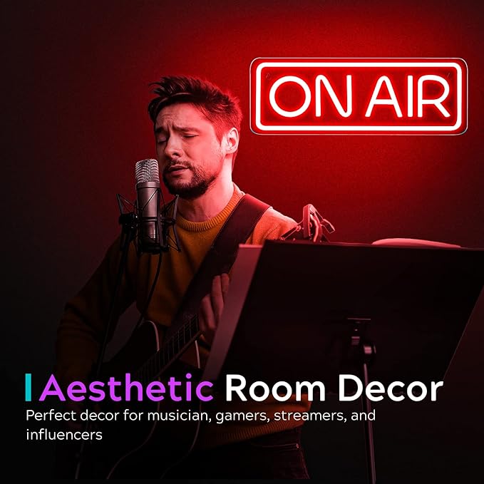 ON AIR Neon Sign - Live On Air Sign for Streaming/Gaming/Recording Studio Decor - LED Streaming Lights for Streamers/Gamers/Influencers - USB Powered with On/Off Switch On Air Light Sign