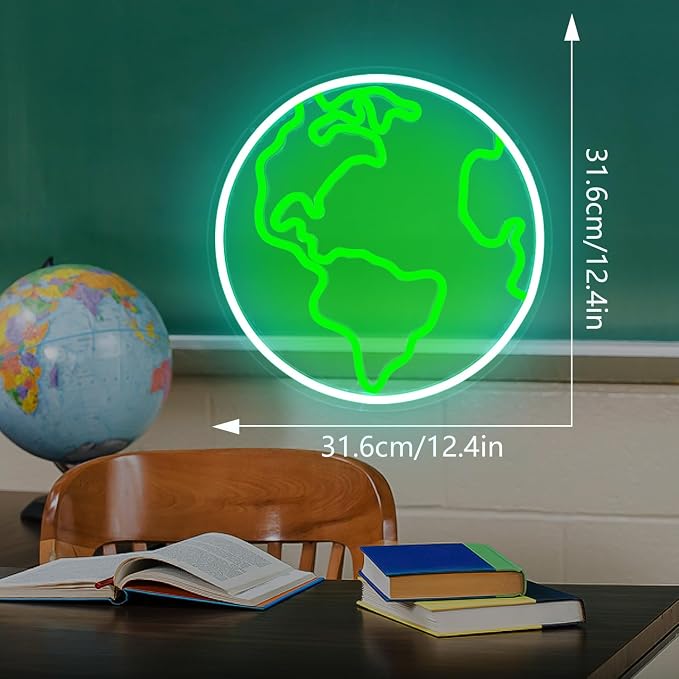 Earth Neon Sign Planet Led Signs for Classroom Dimmable Earth Science Classroom Decor World Neon Light Sign For Bedroom Wall Decor Great Gift for Kids Students