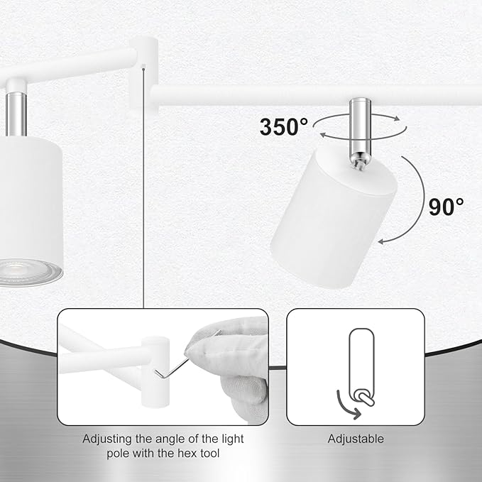6 Light Track Lighting Fixtures Ceiling, Matte White Kichen Track Lighting Fixtures with Rotatable Light Heads, Foldable Lamp Arms, Modern LED Track Lights for Kitchen/Hallway, No GU10 Bulb