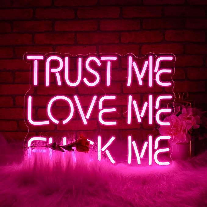 Neon Sign, JGHTURIE Trust Me Neon Signs for Wall Decor Love Me Pink Light Up Sign for Man Cave Girls Room Party Art Bar Led Signs USB Powered