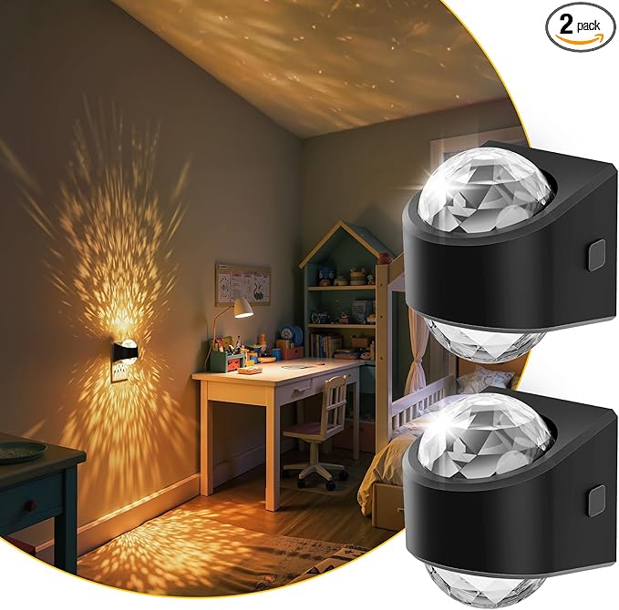 L LOHAS LED Night Lights Plug into Wall 2 Pack,Night Light for Kids with Dusk to Dawn Sensor,3000K Soft White Projector Light for Kids Playroom Home Theater Party
