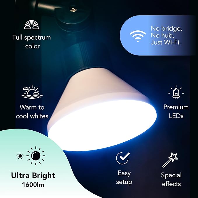 LIFX Color PAR38 Smart LED Bulb, 1600 Lumens, Indoor/Outdoor Can & Flood Light, Millions of Colors + Tunable White, IP65 Weatherproof, Wi-Fi, Works with Alexa, Google Home & Siri, LFXPAR381600RGBW