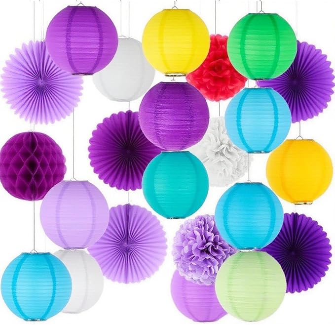 Colorful Paper Lanterns Decorative,Hanging chinese lanterns Indoor Outdoor for Birthday, Wedding, Christmas, Bridal, Home Decor, ceiling decorations(Size of 4”, 6”, 8”, 10”,12Pcs)