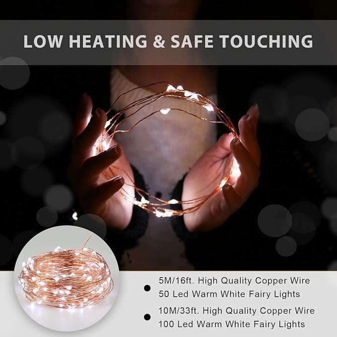 Ariceleo USB LED Fairy String Light, 1 Pack Copper Wire Fairy Lights for Indoor, Bedroom Festival Christmas Wedding Party Patio Decorative Window with USB Interface (16ft./5M,Cool White)