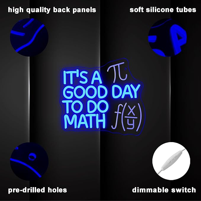 It's A Good Day To Do Math Neon Sign, Dimmable LED Math Classroom Decor Sign, Funny Math Decor Classroom Neon Light Art Classroom Welcome Sign Math Teacher Gift(11.8 * 10.6in)
