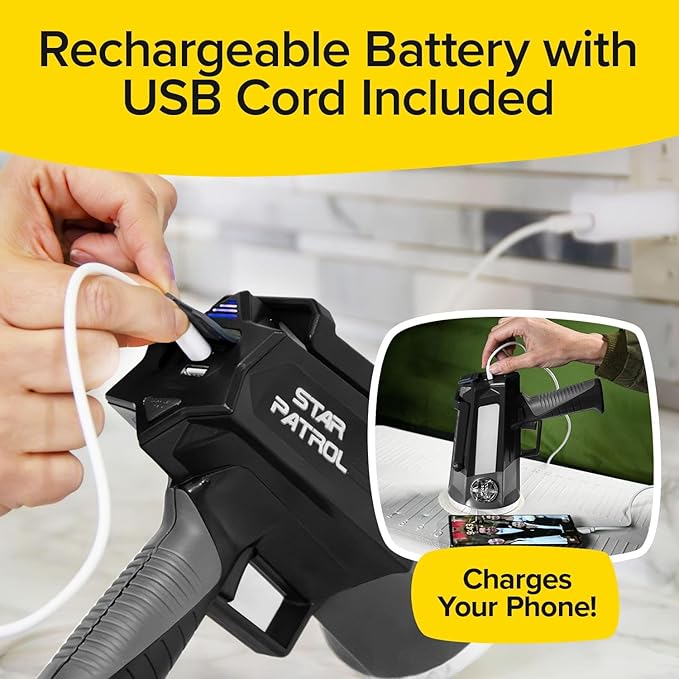 Platinum Rechargeable Spotlight, Tactical Flashlight, 10 Modes | Super Bright Rechargeable Spotlight with 10 Light Modes, Turbo Boost, Phone Charger & Kickstand for Camping & Emergencies