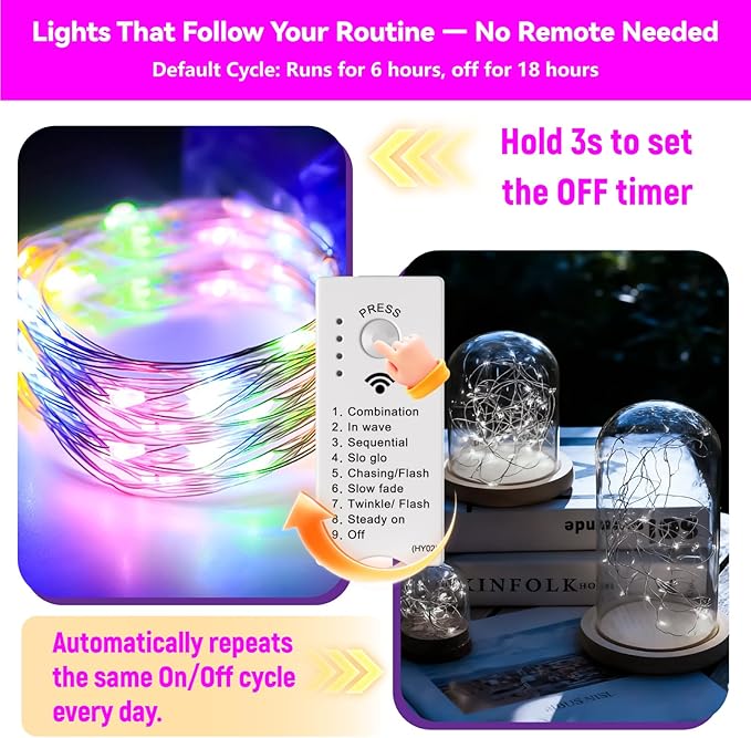ZSJWL Rechargeable Fairy Lights with DIY Timer & 8 Modes, 16FT 50LED String Lights Battery Operated Indoor, Twinkle mini Lights for Bedroom Christmas Wedding Centerpiece Decor (Multicolor)