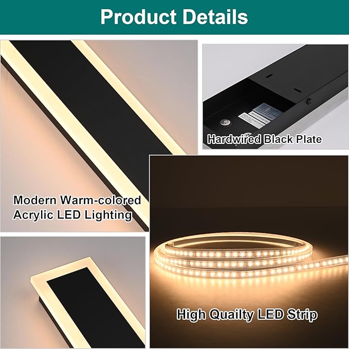 2 Pack Outdoor Wall Light for Porch,32 inch Modern Led Long Wall Lights Fixture,Dimmable Exterior Linear Lighting for House,Outside LED Long Lights for Patio,Garage