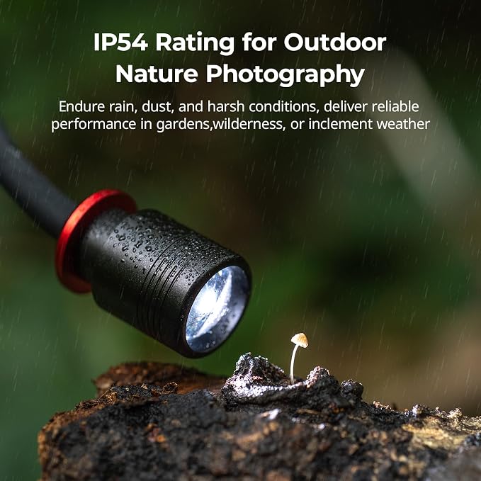 SmallRig RM 01B Macro Photography LED Light 1800K-7500K, Adjustable Beam Angle, Bendy Light for Fungi Photography with OLED Screen, Filters, Adapter, Clamp, Diffuser, Barndoor, Stake, IP54 Rating-6225