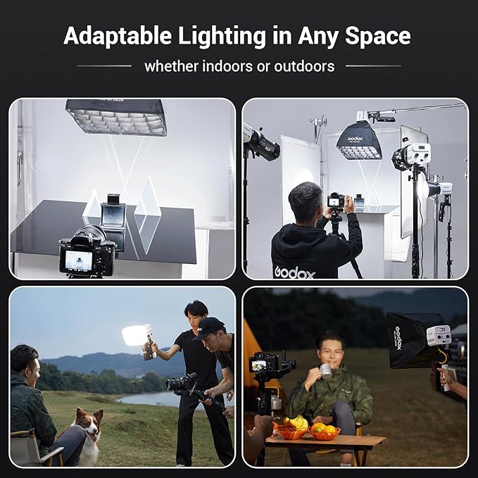 Godox ML60IIBi Bi-Color LED Video Light,70W Portable COB Continuous Output Lighting 2800K-6500K CRI 96+/TLCI 97+,11 FX Effects, APP Control Ultra-Quiet Handheld LED Light with AK-B01 Battery Base