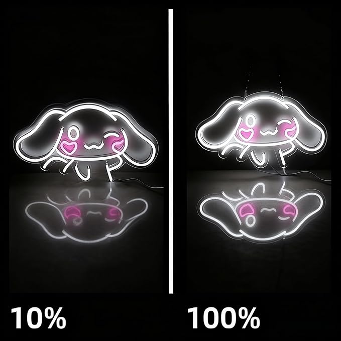 Cinnamoroll Neon Sign for Room Decor, USB Powered LED Lights with Dimmable, Japanese Cartoon Dog Neon Signs, Cute Night Light Gifts for Children (16.1"L x 9.1"W)
