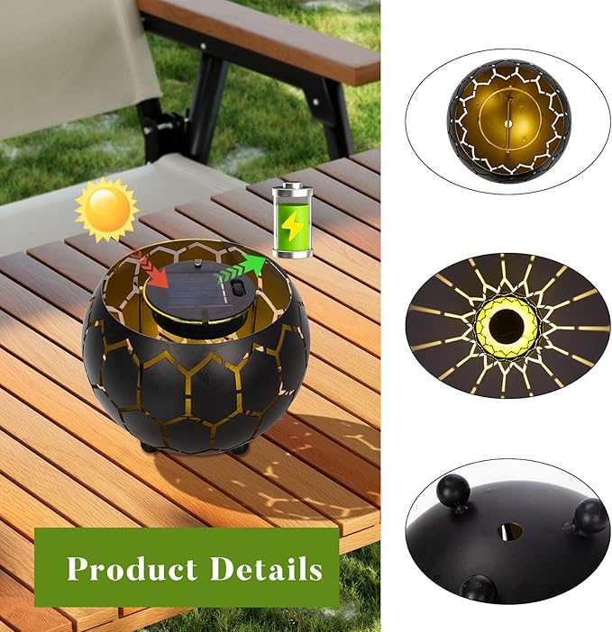 Solar Lanterns Outdoor Waterproof, Solar Lights for Outside Patio Porch Garden Tabletop Deco,2026 Gardening Lovers Mom Gifts(Grid)