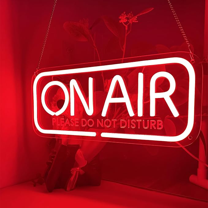 On Air Neon Sign - 5V USB power supply, low power consumption for Wall Decor, Podcast Decor, Video live, game live，LED Neon Signs, Wall Decor (Red)