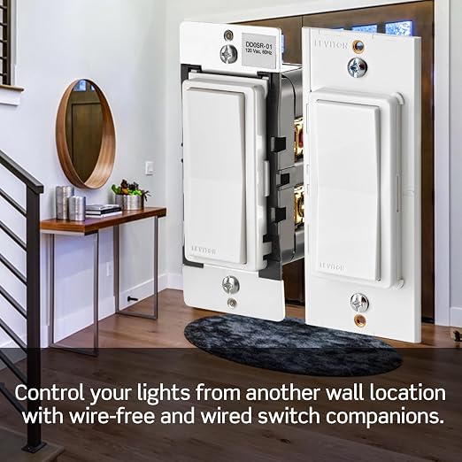 Leviton Decora Smart Switch, Wi-Fi, Works with Matter, Alexa, Google Assistant, Apple Home/Siri & Wired or Wirefree 3-Way, Neutral Wire Required, D315S-1RW, White