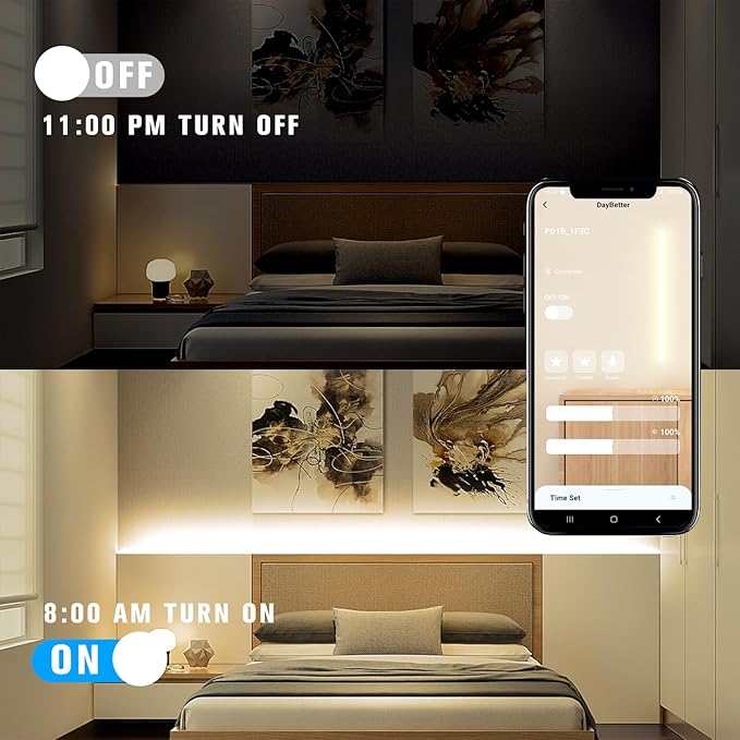 DAYBETTER COB LED Strip Lights, 32.8 ft/10 m 3200 LEDs Bright Natural White LED Light Strips with Remote and App, 4000K Dimmable LED Tape Light, Indoor COB LED Lights for Bedroom DIY Lighting