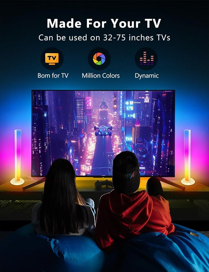 DAYBETTER Smart LED Light Bar,RGBICWW TV Lights for Living Room,Gaming Desk | Remote and App Control,Color Changing,Timing,TV Backlights with Scene and Music Modes,Multiple Placement Options,White