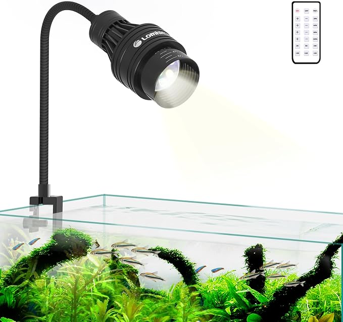 Lominie LED Aquarium Light Full Spectrum 15°-60° Adjustable Beam Aquarium Plant Focus Light Spotlight for Freshwater Fish Tank
