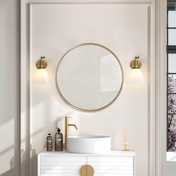 Industrial Vintage Slope Pole Wall Mount Single Sconce with Funnel Flared Milk White Glass Shade Wall Sconce Light Lamp Fixture