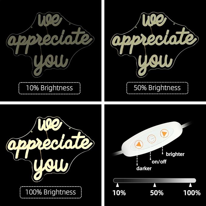 We Appreciate You Neon Sign for Wall Decor Appreciate Neon Lights Dimmable Led Signs We Appreciate You Decorations for Employee Staff Teacher Doctor Appreciation Party Thank You Decorations
